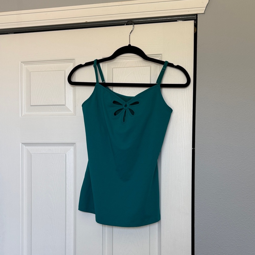 Fabletics Teal Double-Strap Camisole with Front Cutout